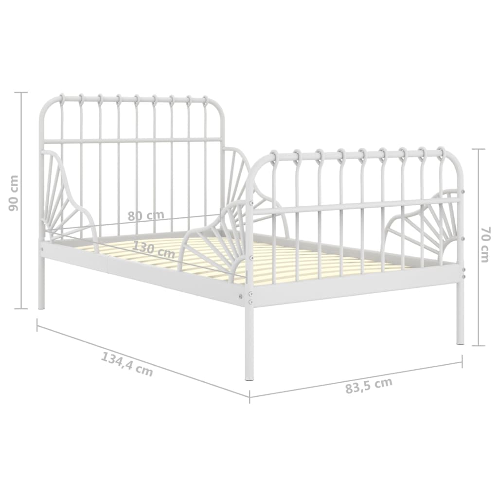 Cama extensible sin colchón metal blanco 80x130/200 cm