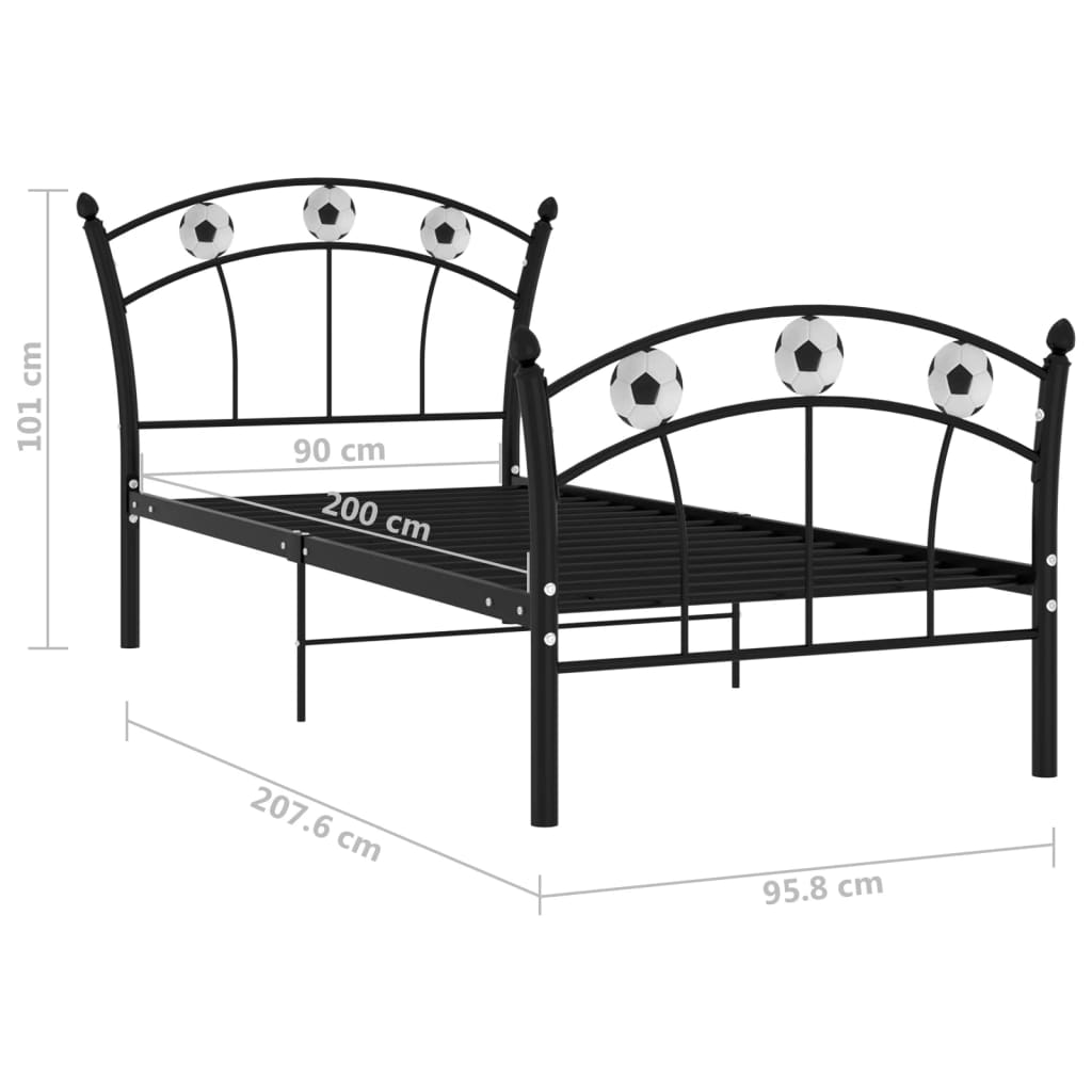Estructura de cama sin colchón metal negro 90x200 cm