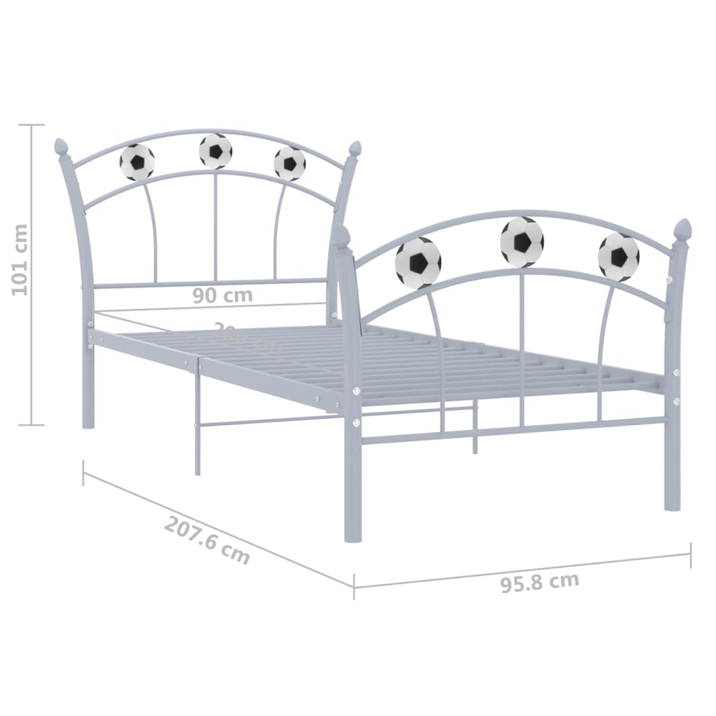 Estructura de cama sin colchón metal gris 90x200 cm