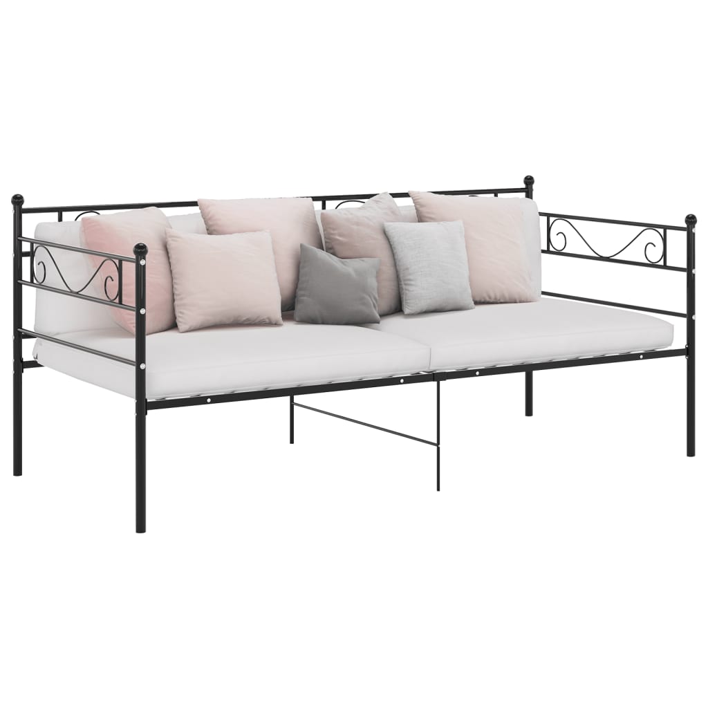 Daybed frame without mattress, white metal, 90x200 cm