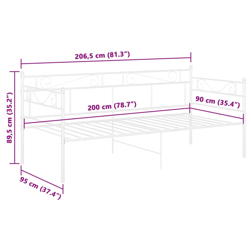 Estructura de sofá cama sin colchón metal blanco 90x200 cm