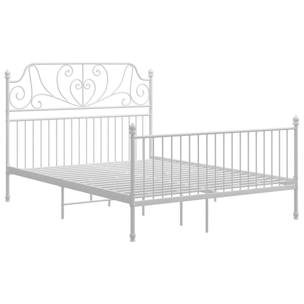 Estructura cama con cabecero sin colchón metal blanco 140x200cm