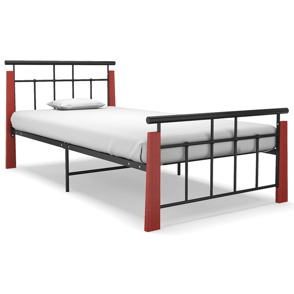 Estructura de cama sin colchón metal gris 90x200 cm