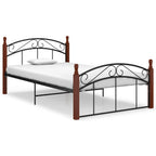 Estructura cama sin colchón metal madera roble negro 120x200 cm