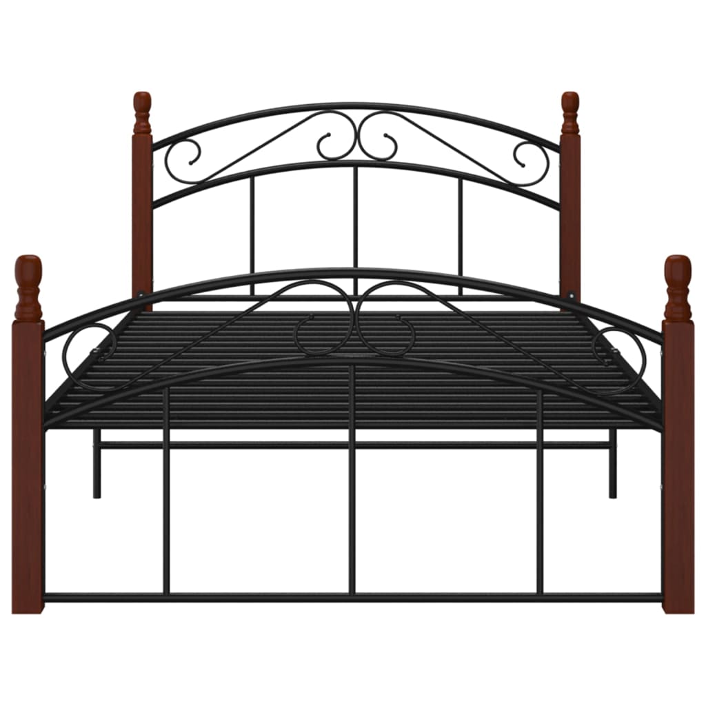 Estructura cama sin colchón metal madera roble negro 120x200 cm