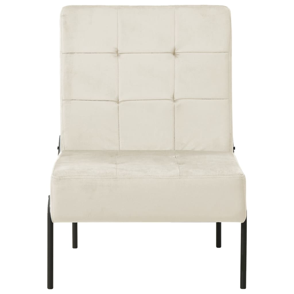 Silla de relajación de terciopelo crema blanca 65x79x87 cm