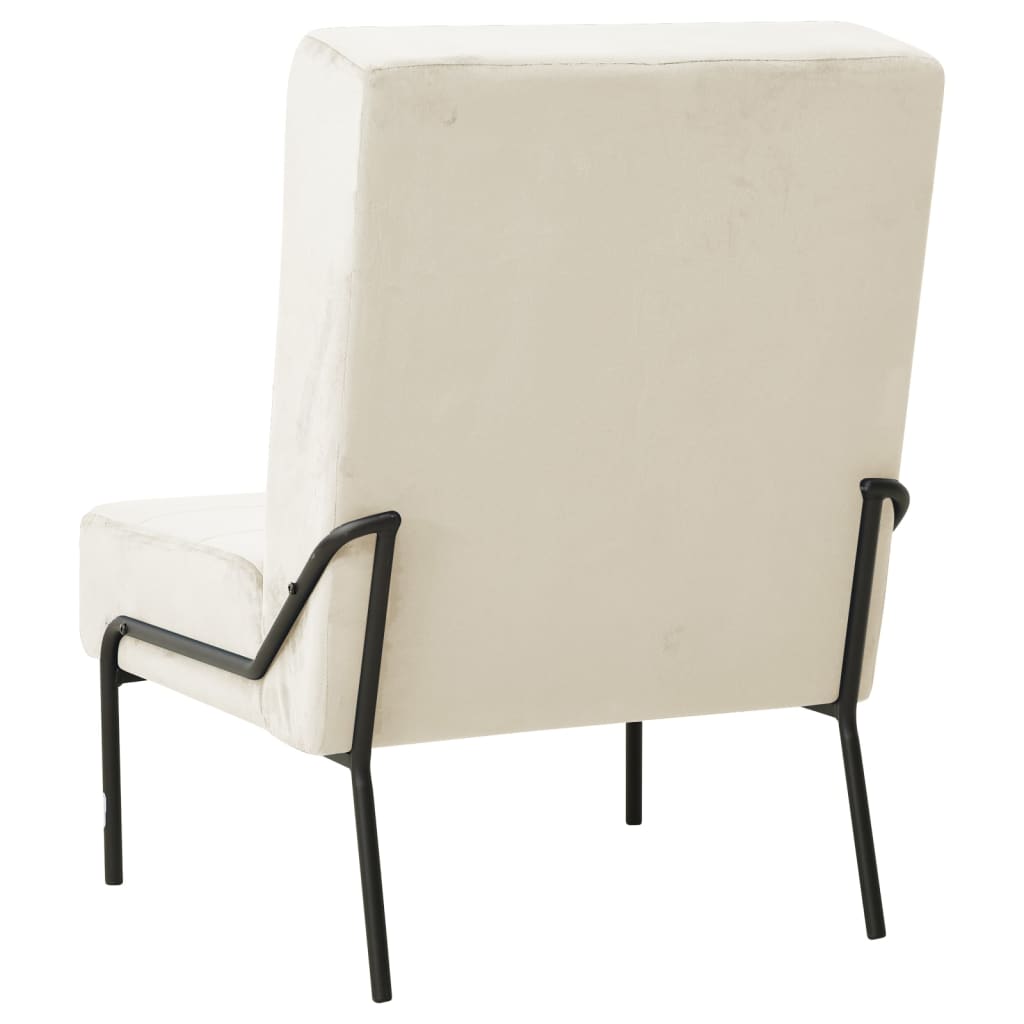 Silla de relajación de terciopelo crema blanca 65x79x87 cm