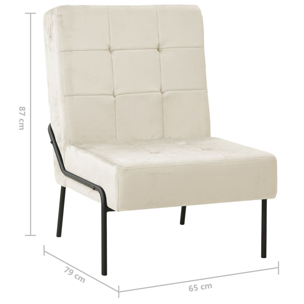 Silla de relajación de terciopelo crema blanca 65x79x87 cm