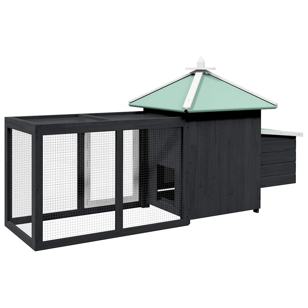 Gallinero con ponedero madera maciza abeto gris 190x72x102 cm