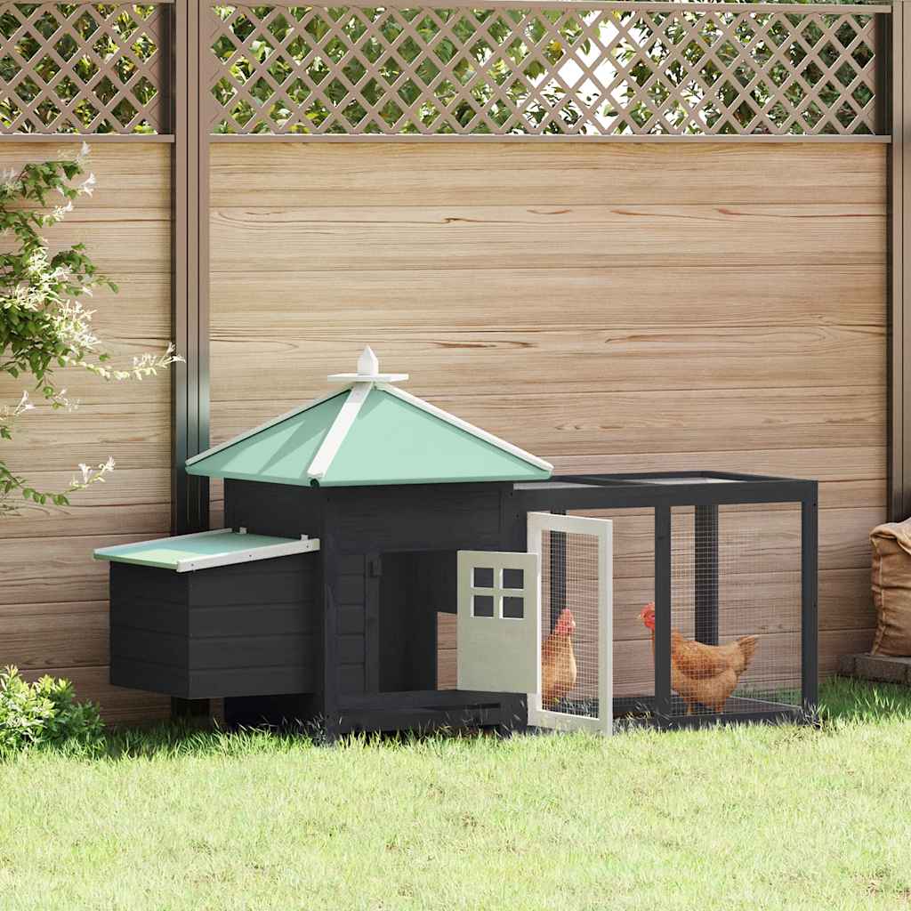 Gallinero con ponedero madera maciza abeto gris 190x72x102 cm