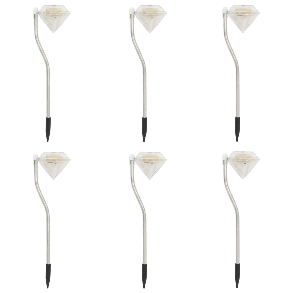 Lámparas LED solares para jardín 6 unidades 9x7,8x29,5 cm