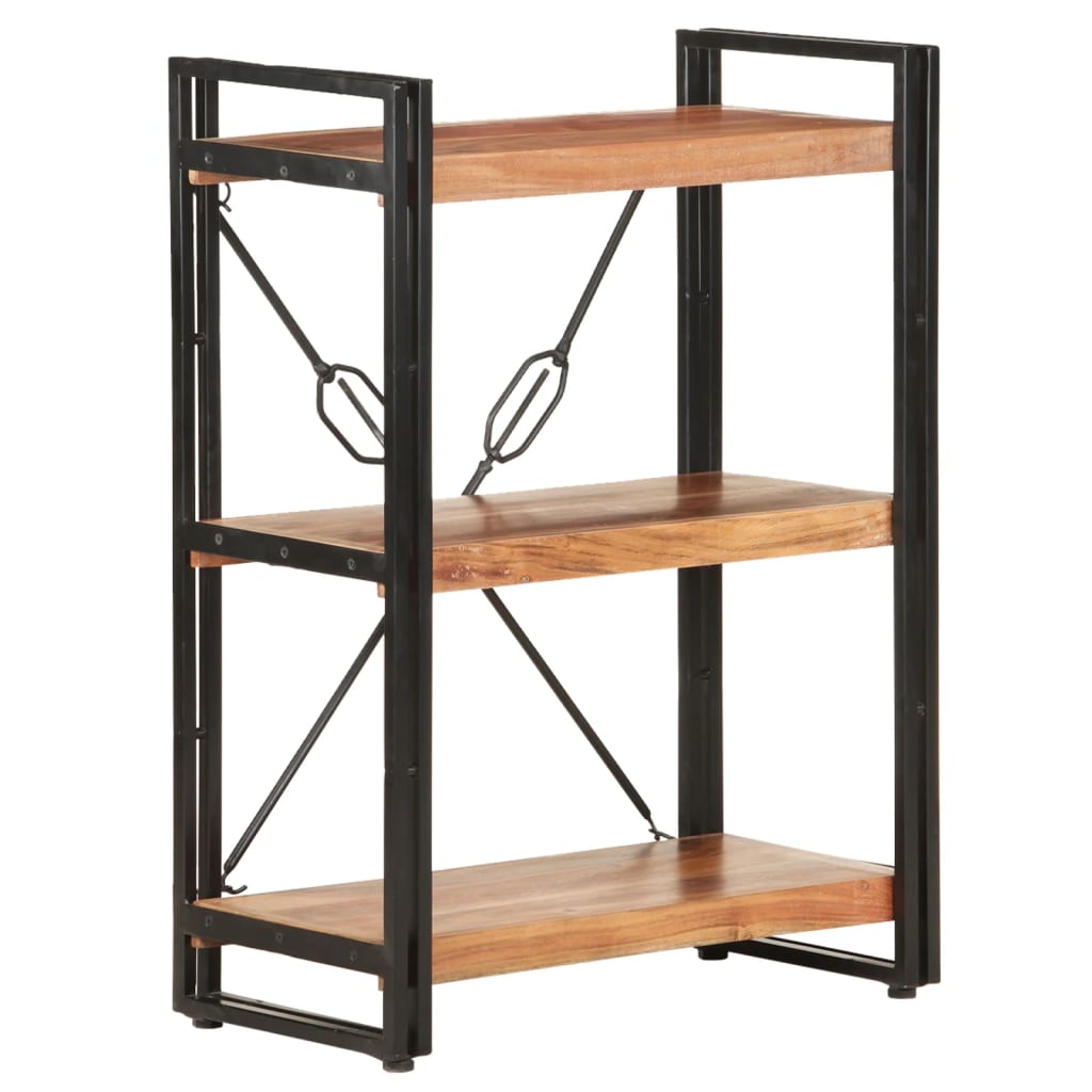 Estantería de 3 niveles de madera maciza de acacia 40x30x80 cm