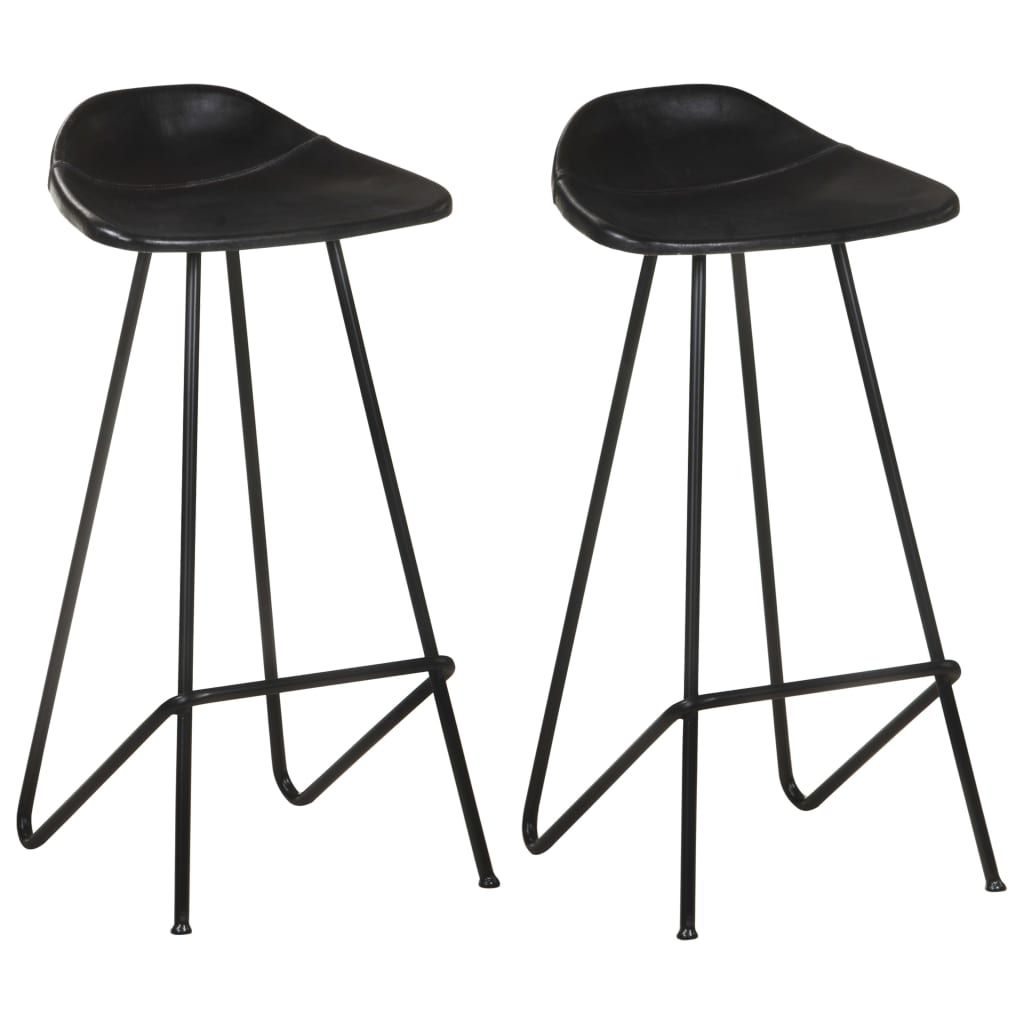 Taburetes de barra de cocina 2 uds cuero auténtico marrón