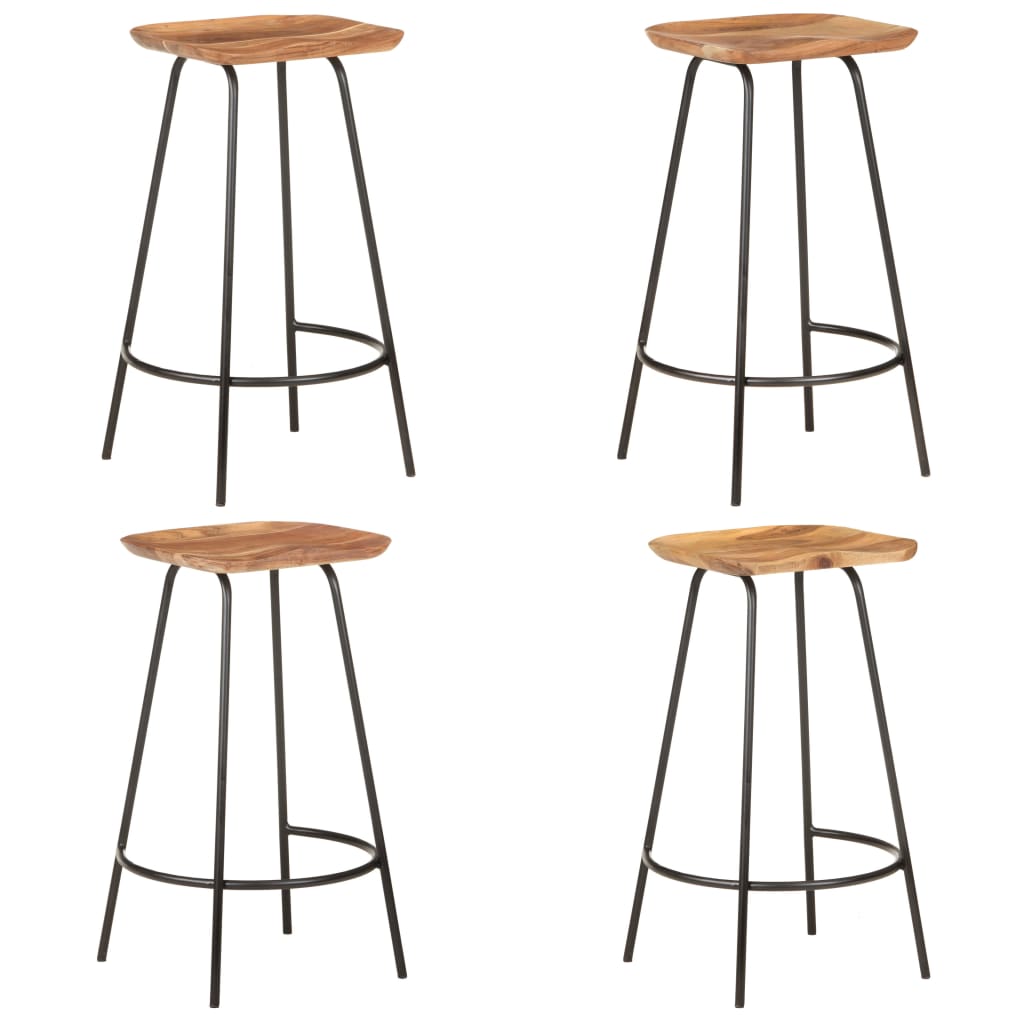 Taburetes de cocina 2 unidades madera maciza de acacia