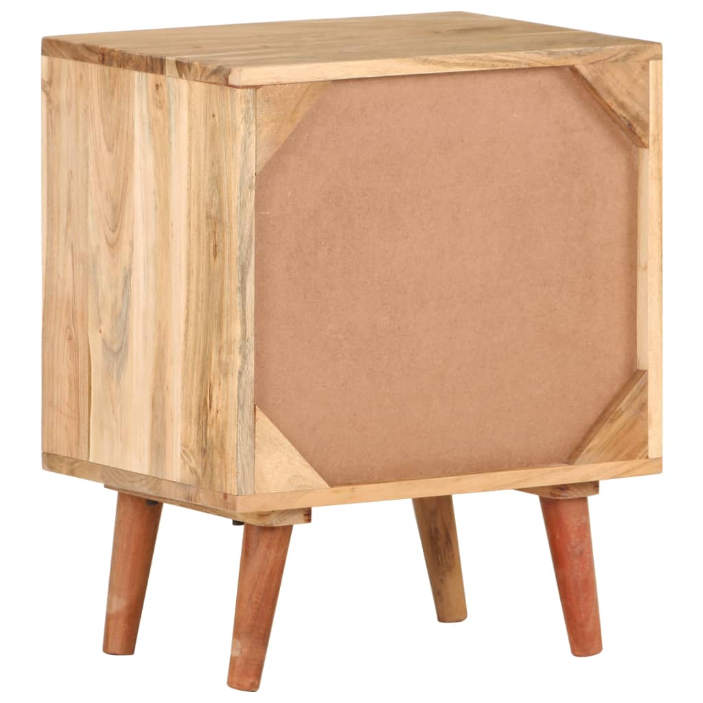 Mesita de noche de madera maciza de acacia 40x30x50 cm