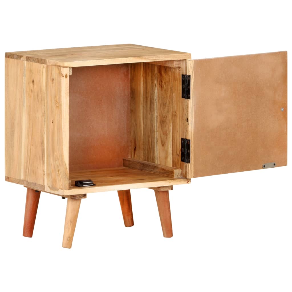 Mesita de noche de madera maciza de acacia 40x30x50 cm