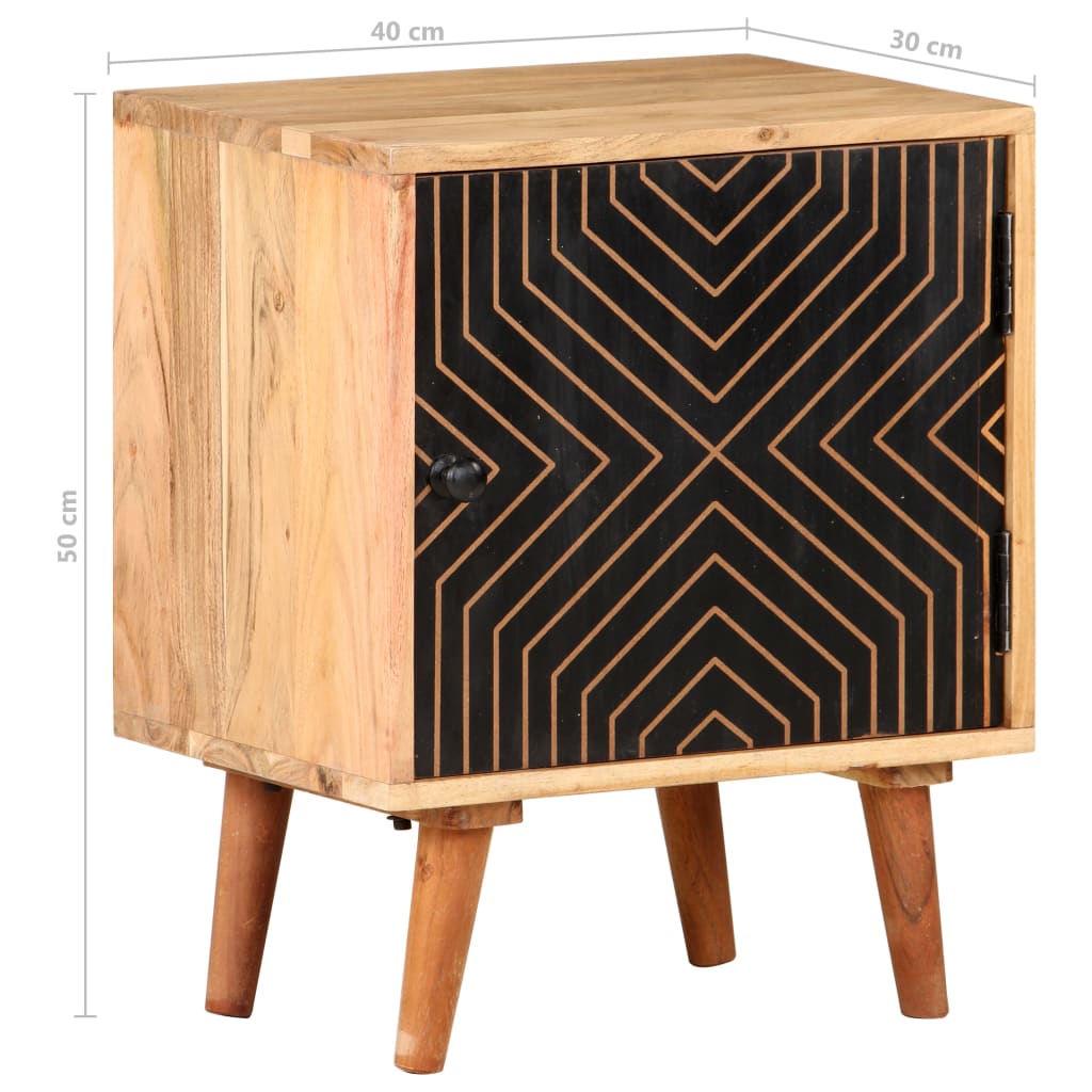 Mesita de noche de madera maciza de acacia 40x30x50 cm