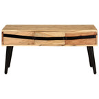 Mesa de centro de madera maciza de acacia 88x50x42 cm