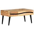 Mesa de centro de madera maciza de acacia 88x50x42 cm