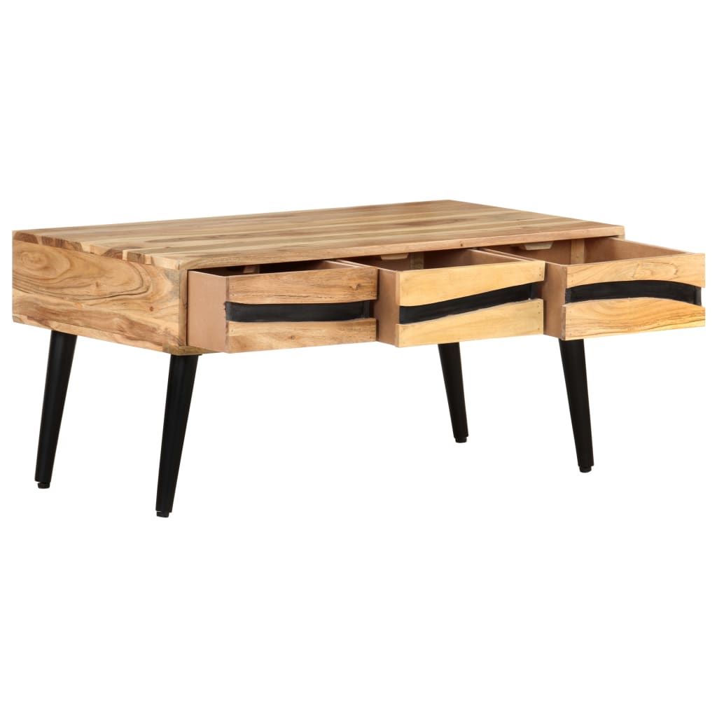 Mesa de centro de madera maciza de acacia 88x50x42 cm