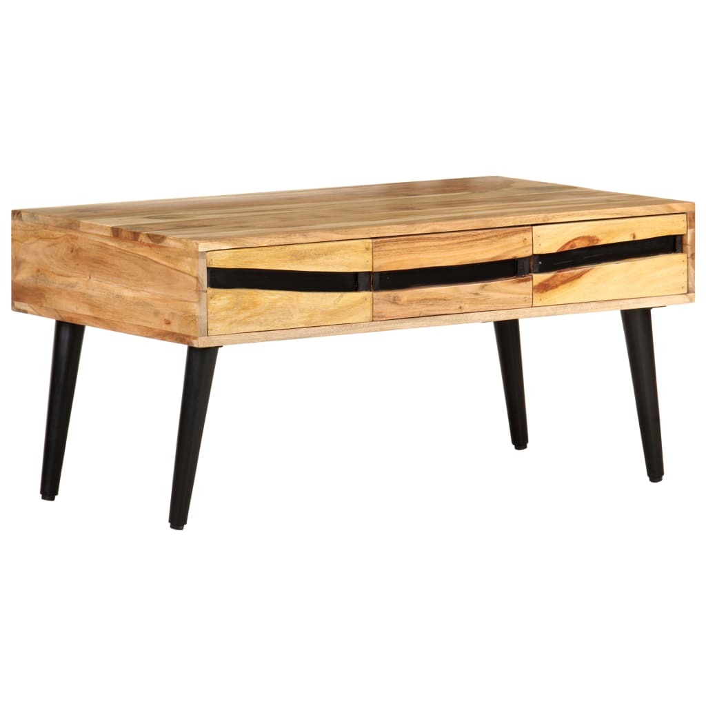 Mesa de centro de madera maciza de acacia 88x50x42 cm