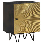 Mesita de noche con frontal de latón mango maciza 40x30x50 cm