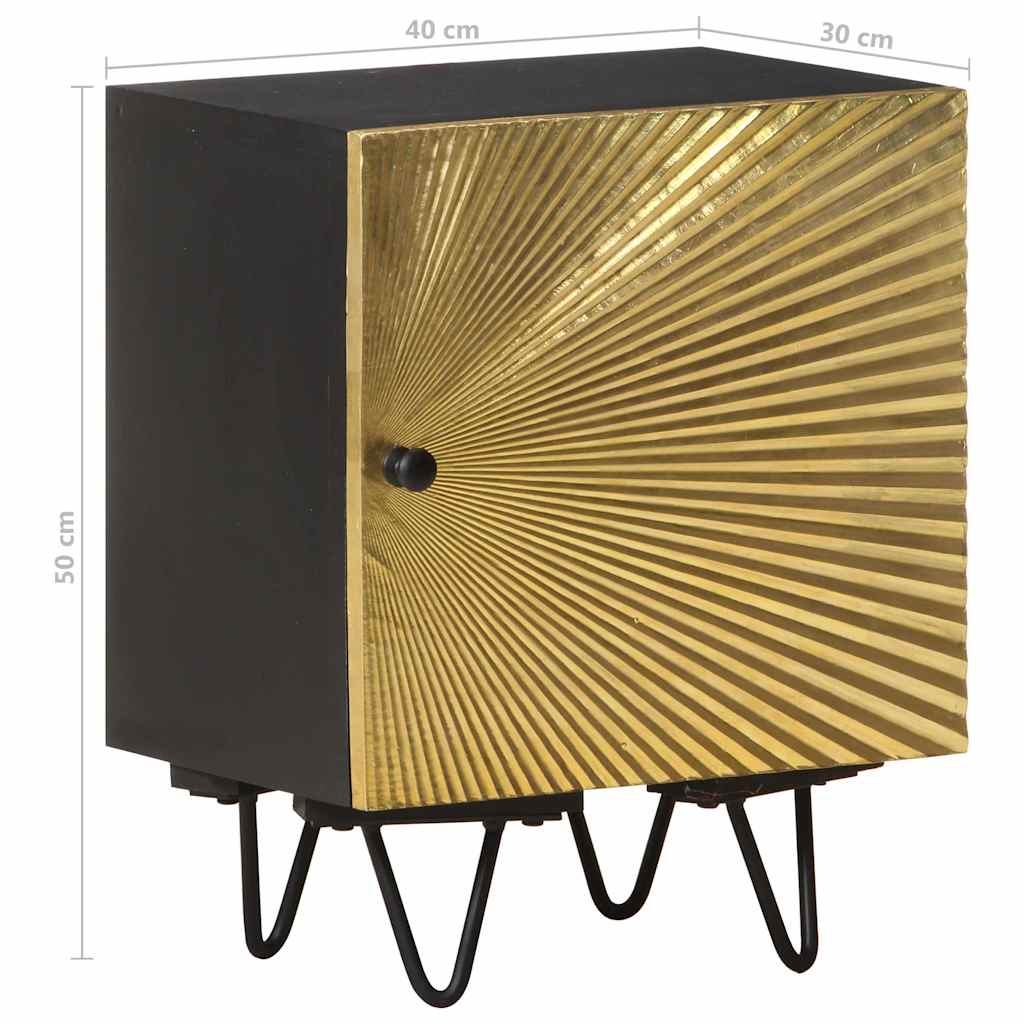 Mesita de noche con frontal de latón mango maciza 40x30x50 cm