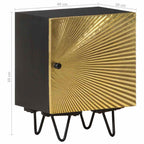 Mesita de noche con frontal de latón mango maciza 40x30x50 cm