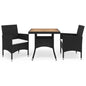 Muebles de jardín 3 piezas ratán sintético gris y acacia