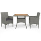 Muebles de jardín 3 piezas ratán sintético gris y acacia