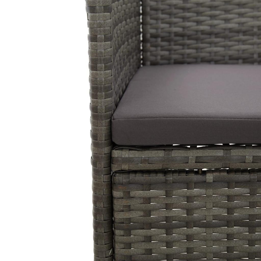 Muebles de jardín 3 piezas ratán sintético gris y acacia