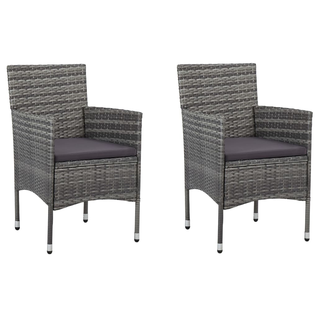 Muebles de jardín 3 piezas ratán sintético gris y acacia