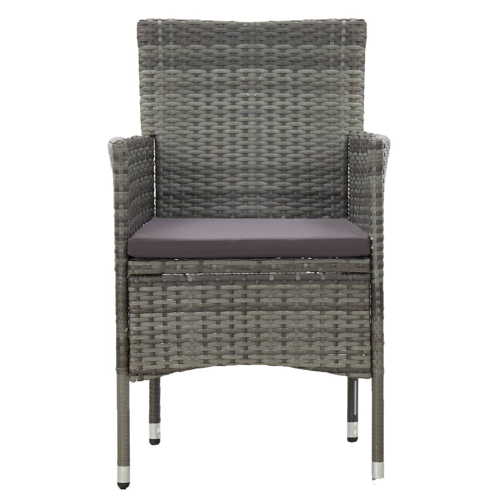 Muebles de jardín 3 piezas ratán sintético gris y acacia