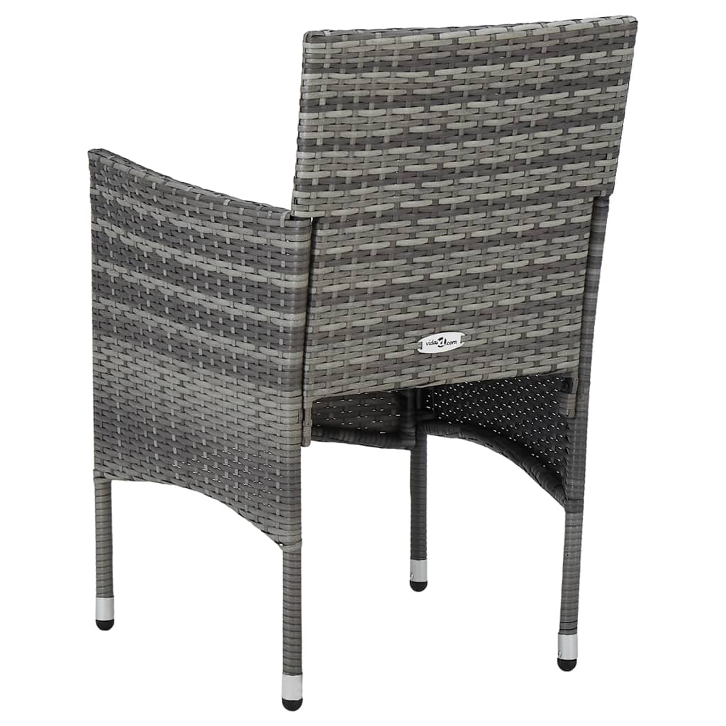 Muebles de jardín 3 piezas ratán sintético gris y acacia
