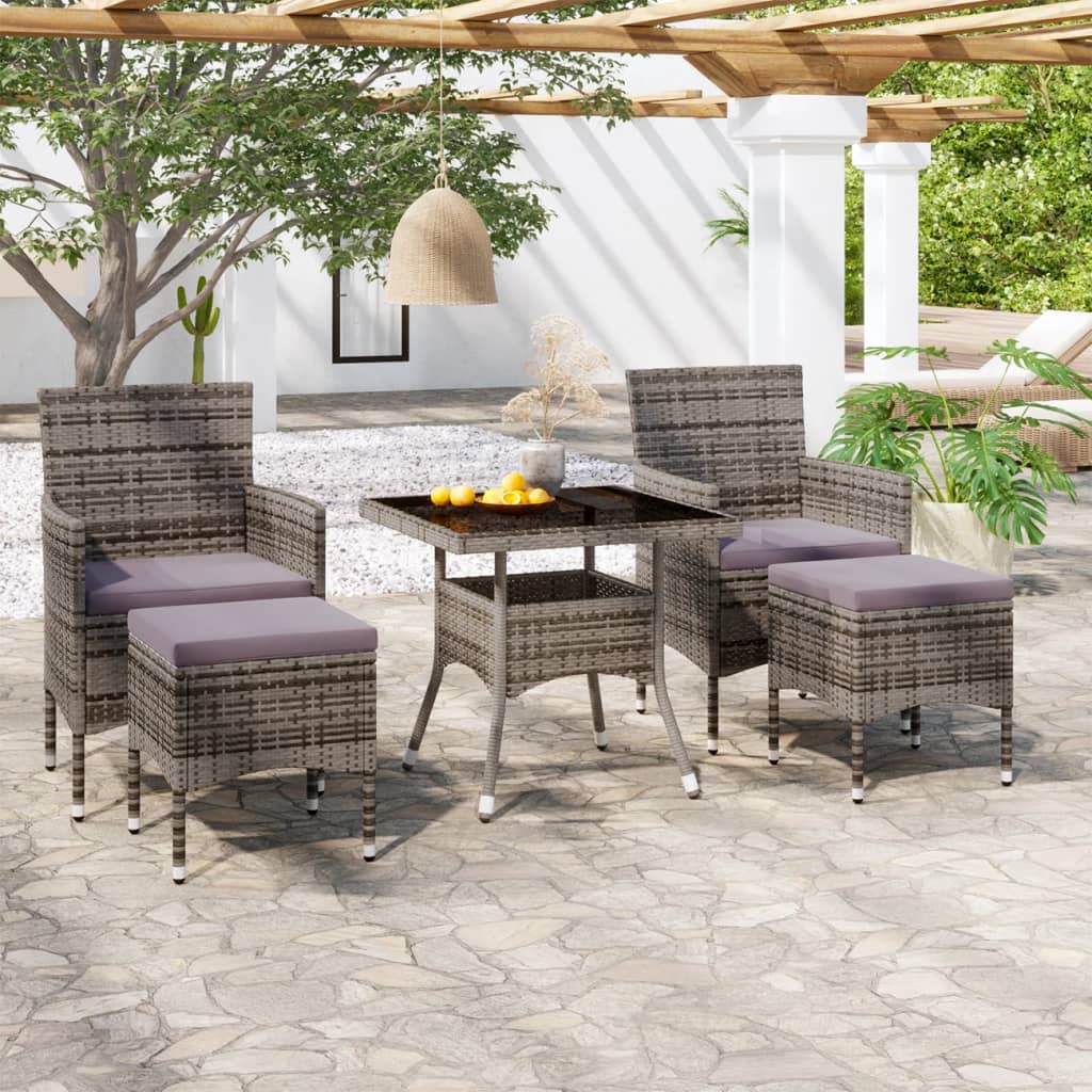Juego de comedor de jardín 9 piezas ratán sintético marrón