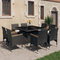 Set de comedor de jardín 9 pzas ratán PE y madera acacia gris