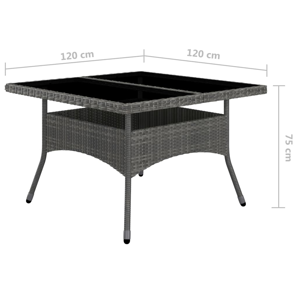 Set de comedor de jardín 9 pzas ratán PE y madera acacia gris