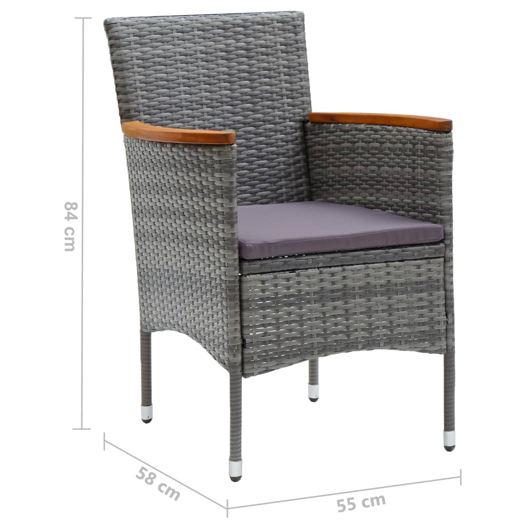 Set de comedor de jardín 9 pzas ratán PE y madera acacia gris