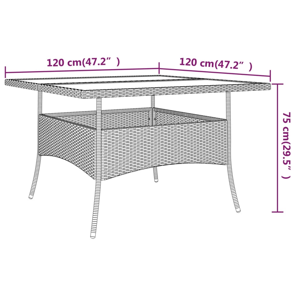 Juego de comedor de jardín 9 piezas ratán sintético marrón