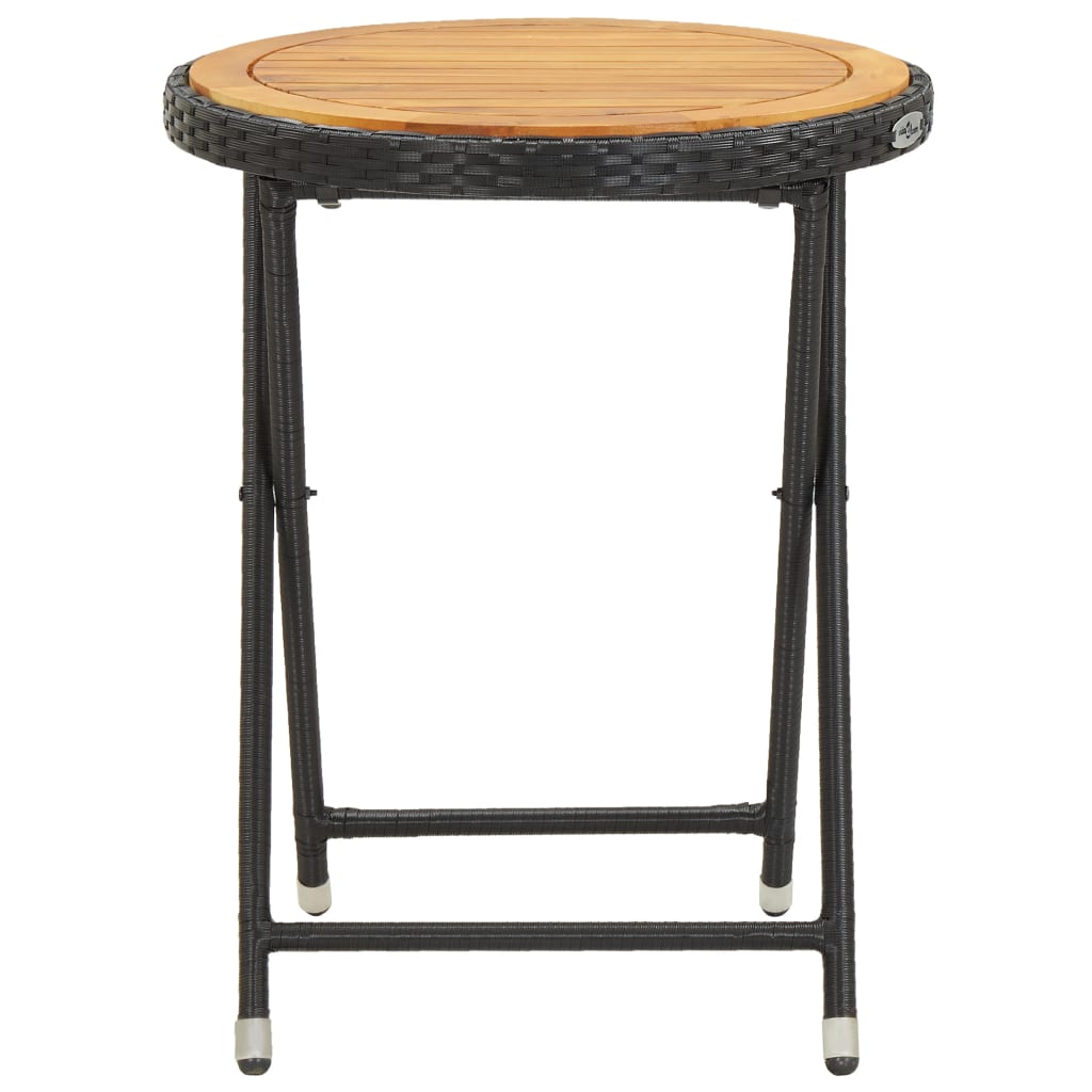Mesa y sillas jardín 3 pzas ratán sintético madera acacia negro