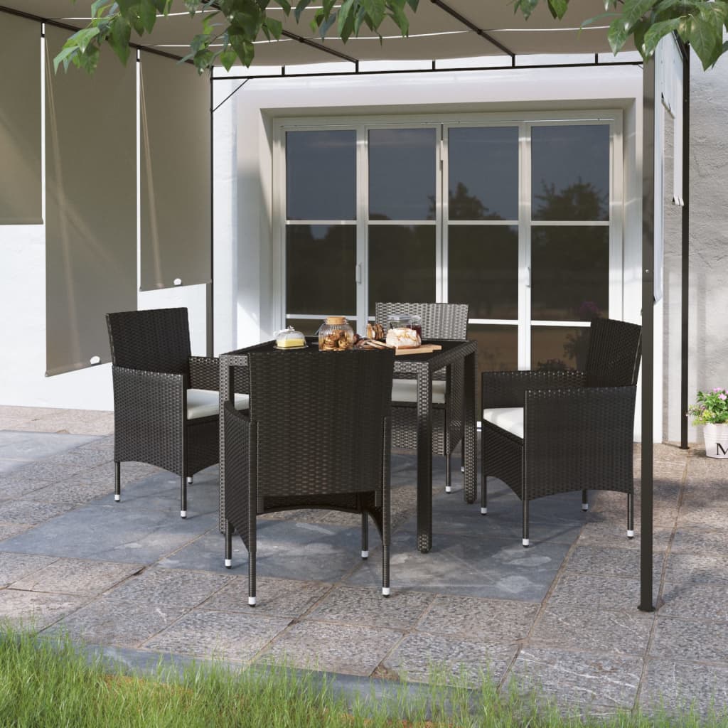 Juego de comedor de jardín 9 piezas ratán sintético marrón