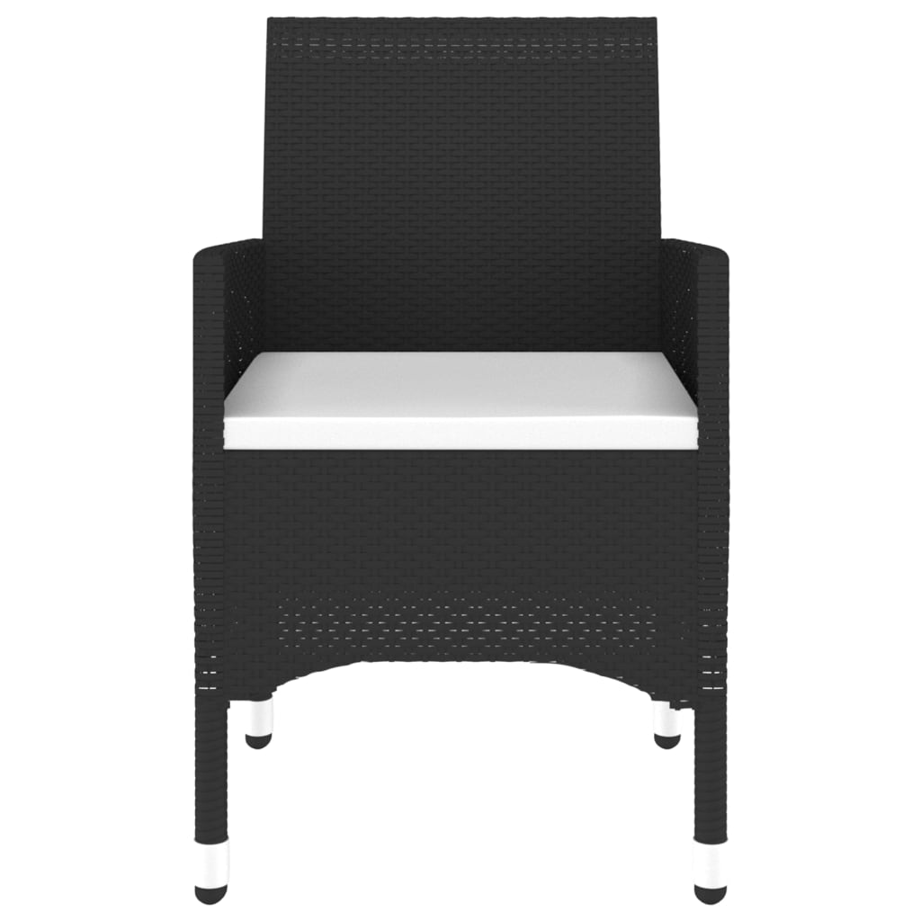 Set de comedor de jardín 5 pzas ratán PE vidrio templado negro