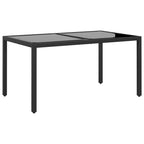 Set de comedor de jardín 5 pzas ratán PE vidrio templado negro
