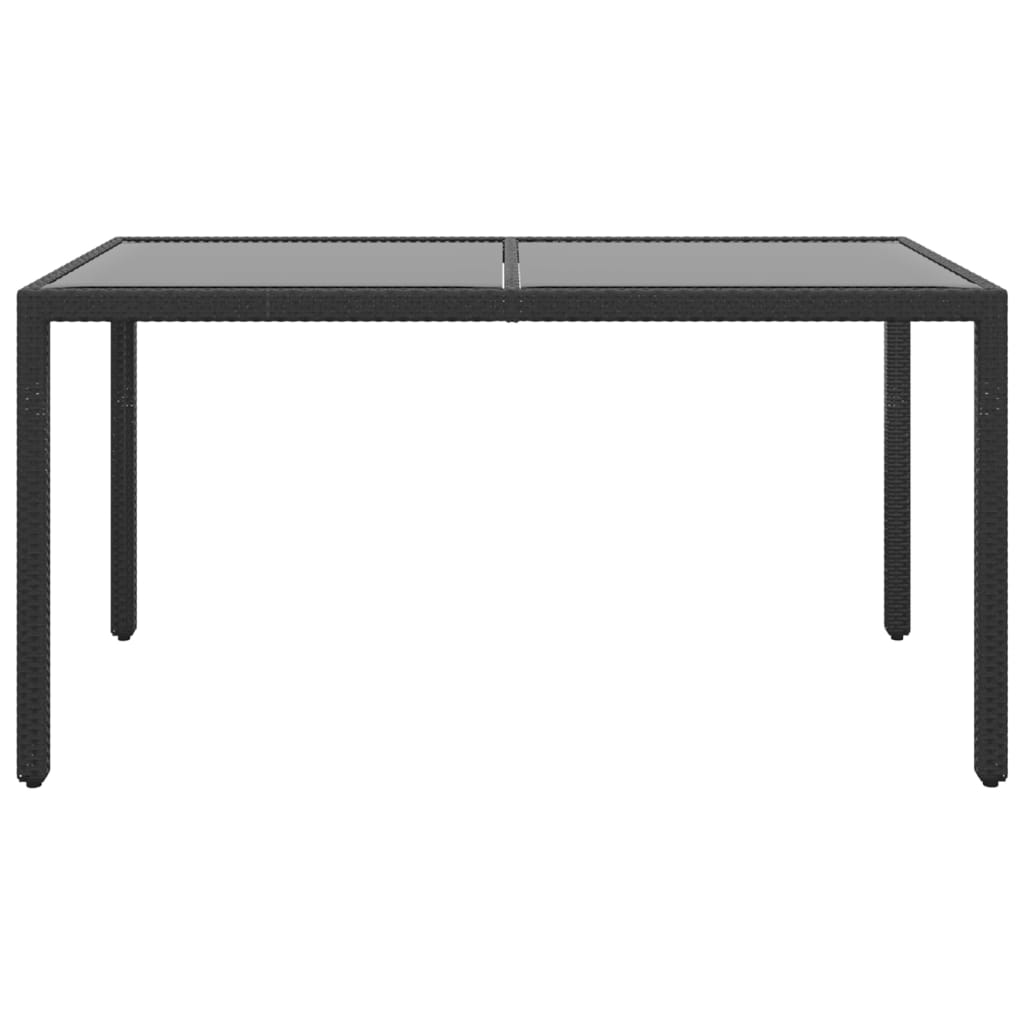 Set de comedor de jardín 5 pzas ratán PE vidrio templado negro