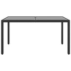 Set de comedor de jardín 5 pzas ratán PE vidrio templado negro