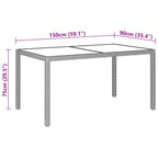Set de comedor de jardín 5 pzas ratán PE vidrio templado negro