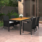 Juego de comedor para jardín 5 piezas negro