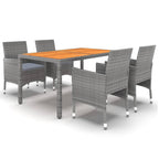 Juego de comedor de jardín 5 piezas ratán sintético gris
