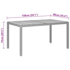 Juego de comedor de jardín 5 piezas ratán sintético gris
