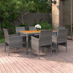 Juego de comedor de jardín 7 piezas marrón y negro